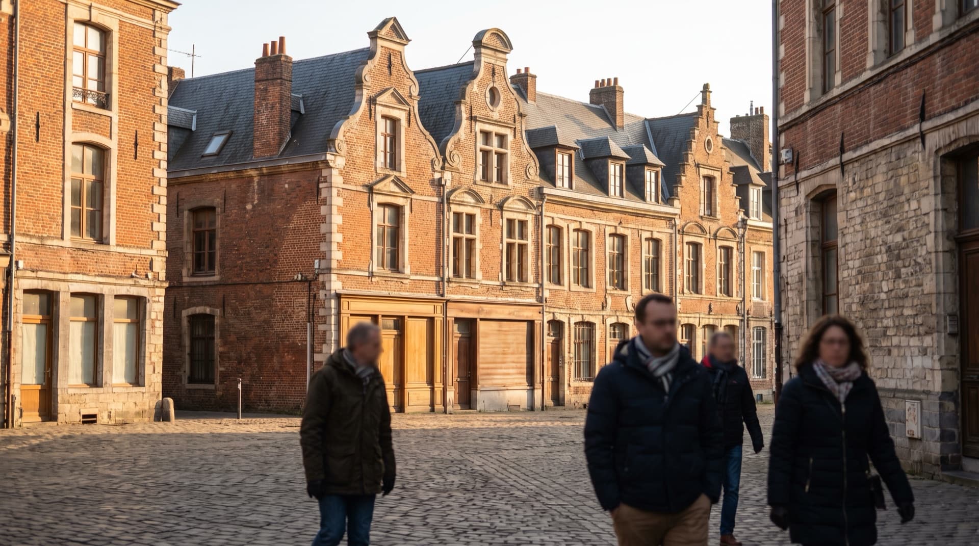 Une place lilloise et ses façades à pignons de brique